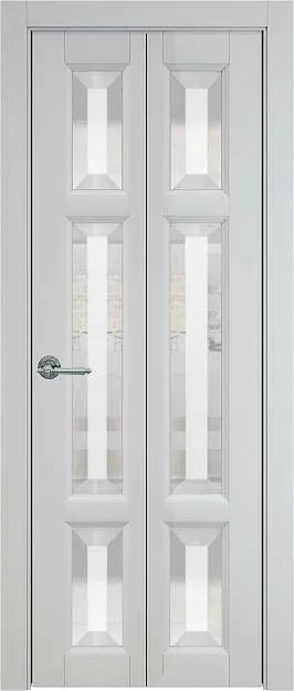 Межкомнатная дверь Porta Classic Siena Книжка, цвет - Серая эмаль (RAL 7047), Со стеклом (ДО)